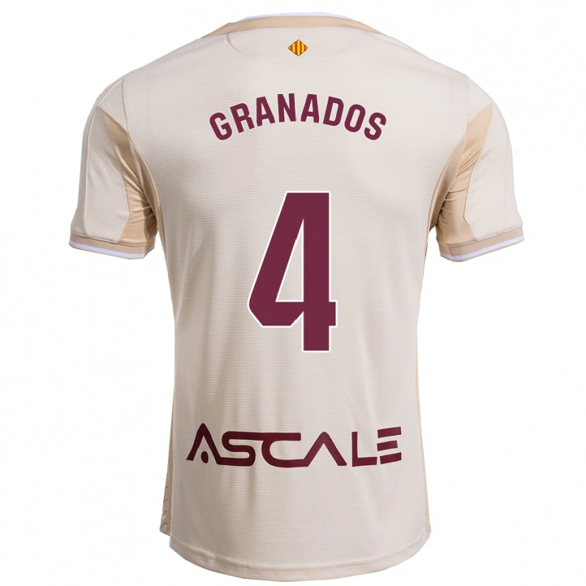 Danxen Herren Carlos Granados #4 Cremeweiß Burgunderrot Auswärtstrikot Trikot 2025/26 T-Shirt