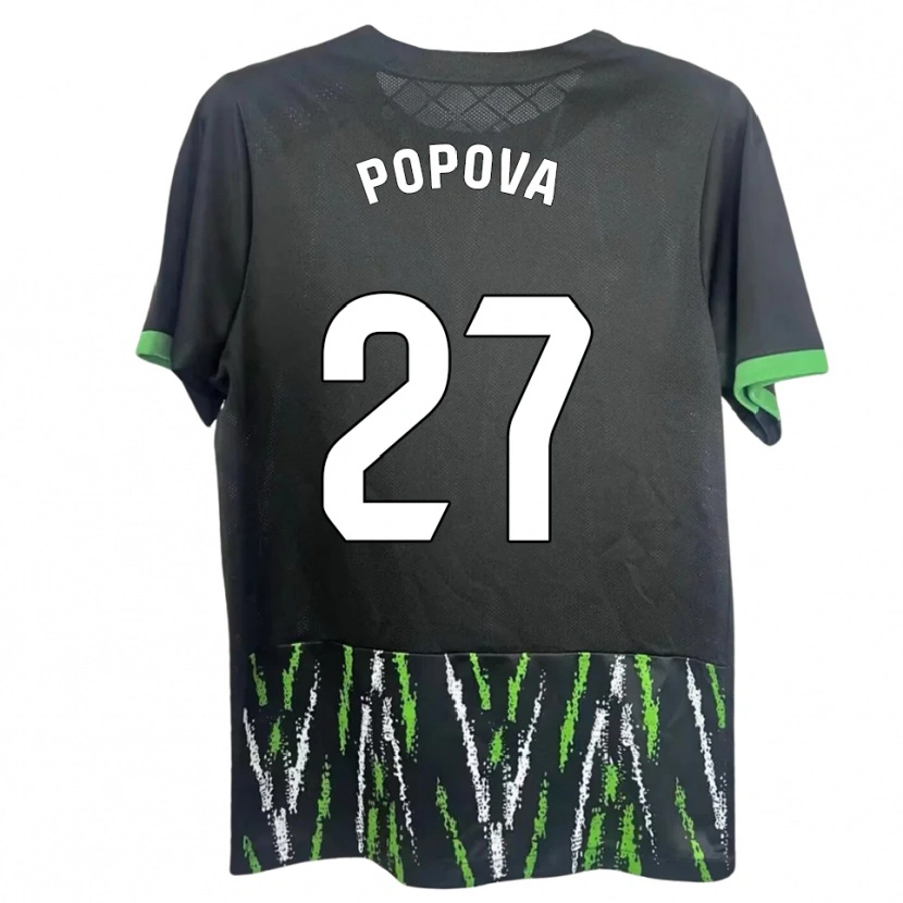 Danxen Herren Ángela Popova Fedorova #27 Schwarz Grün Auswärtstrikot Trikot 2025/26 T-Shirt
