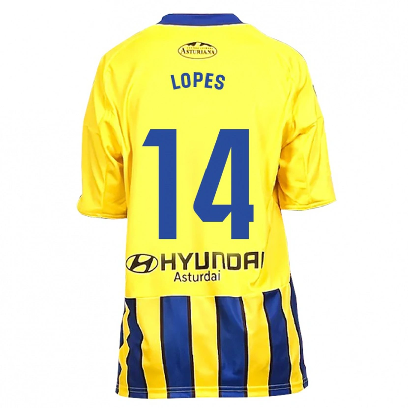 Danxen Herren Adrián Lopes #14 Gelb Blau Auswärtstrikot Trikot 2025/26 T-Shirt