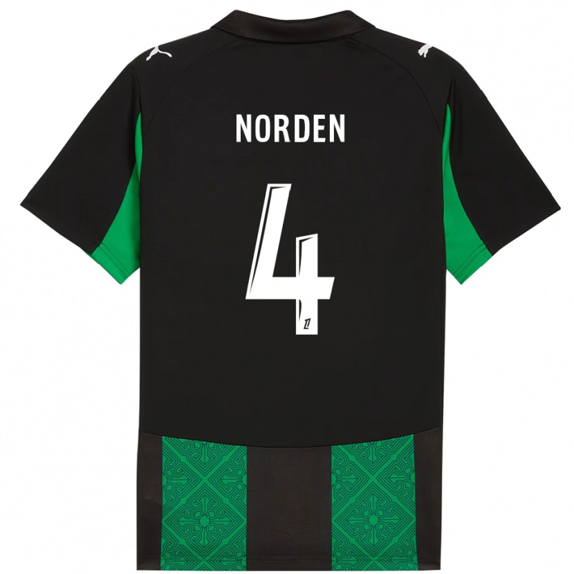 Danxen Herren Doreen Norden #4 Schwarz Grün Auswärtstrikot Trikot 2025/26 T-Shirt