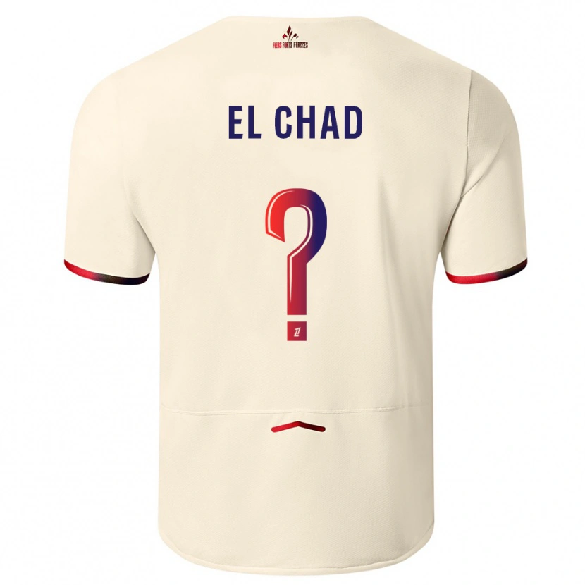 Danxen Herren Nesryne El Chad #0 Cremeweiß Rot Auswärtstrikot Trikot 2025/26 T-Shirt