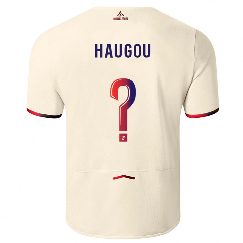 Danxen Herren Pauline Haugou #0 Cremeweiß Rot Auswärtstrikot Trikot 2025/26 T-Shirt