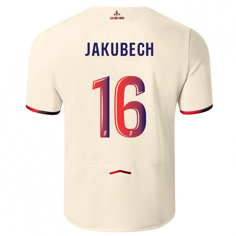Danxen Herren Adam Jakubech #16 Cremeweiß Rot Auswärtstrikot Trikot 2025/26 T-Shirt