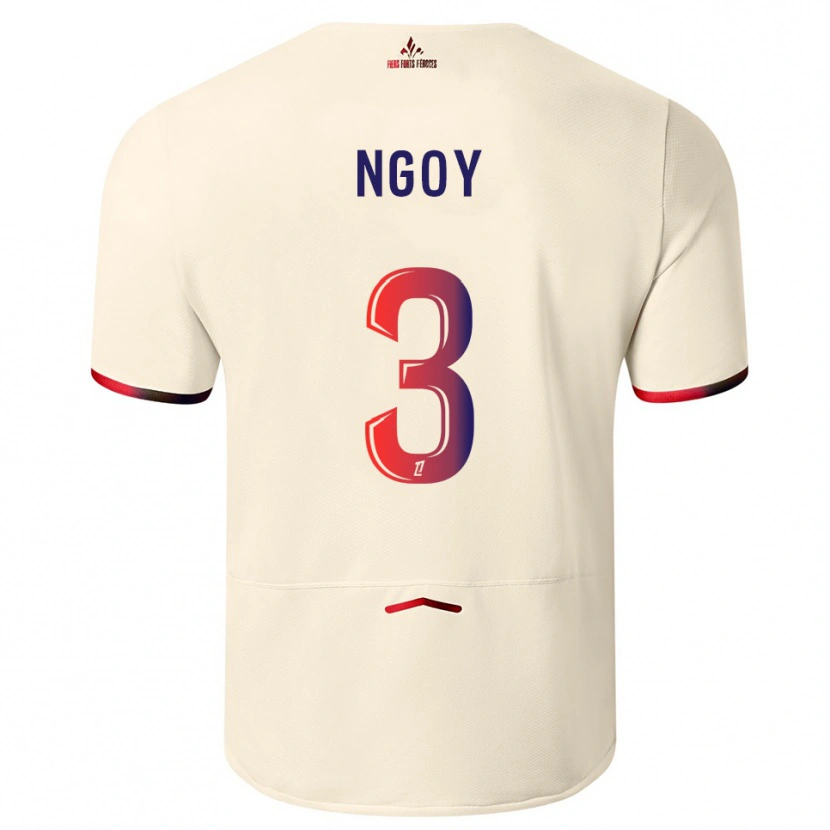 Danxen Herren Nathan Ngoy #3 Cremeweiß Rot Auswärtstrikot Trikot 2025/26 T-Shirt