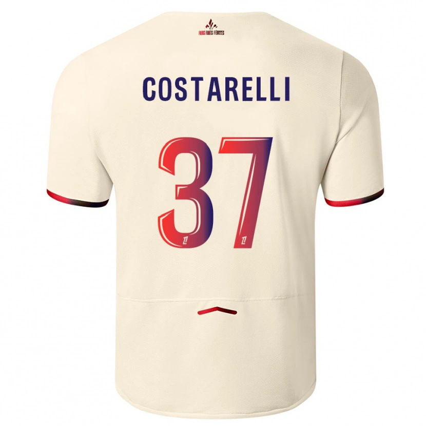 Danxen Herren Morgan Costarelli #37 Cremeweiß Rot Auswärtstrikot Trikot 2025/26 T-Shirt