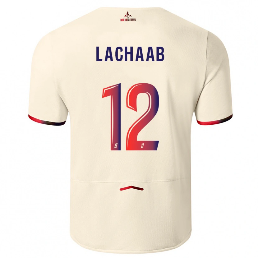 Danxen Herren Younes Lachaab #12 Cremeweiß Rot Auswärtstrikot Trikot 2025/26 T-Shirt