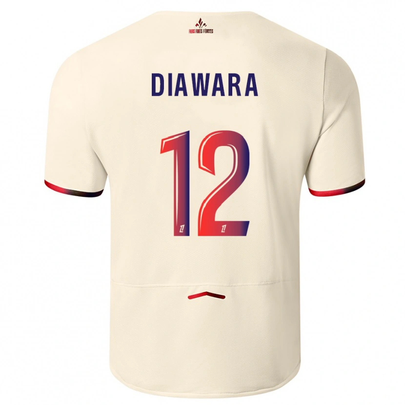 Danxen Herren Bakari Diawara #12 Cremeweiß Rot Auswärtstrikot Trikot 2025/26 T-Shirt