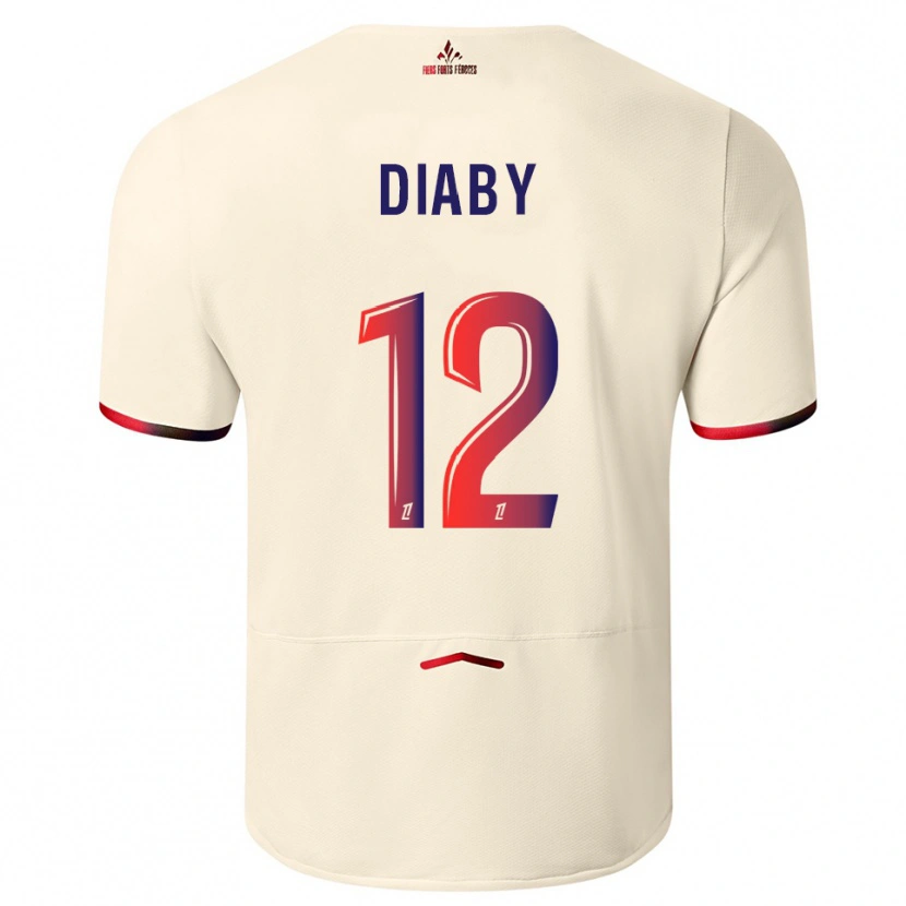 Danxen Herren Bafodé Diaby #12 Cremeweiß Rot Auswärtstrikot Trikot 2025/26 T-Shirt