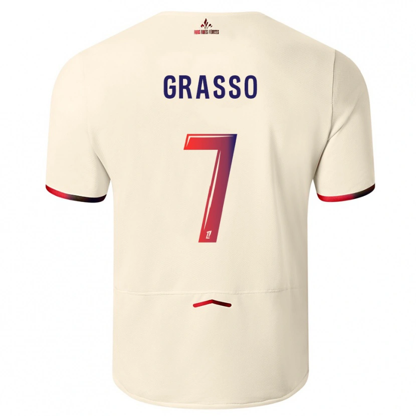 Danxen Herren Enzo Grasso #7 Cremeweiß Rot Auswärtstrikot Trikot 2025/26 T-Shirt