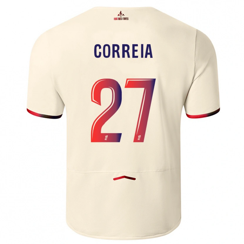 Danxen Herren Félix Correia #27 Cremeweiß Rot Auswärtstrikot Trikot 2025/26 T-Shirt