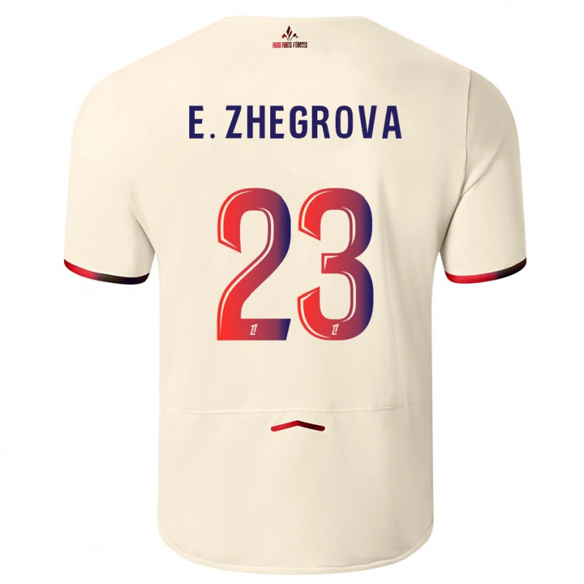 Danxen Herren Edon Zhegrova #23 Cremeweiß Rot Auswärtstrikot Trikot 2025/26 T-Shirt