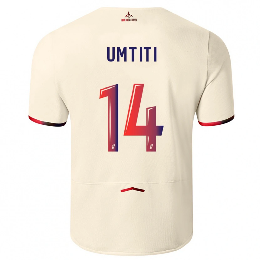 Danxen Herren Samuel Umtiti #14 Cremeweiß Rot Auswärtstrikot Trikot 2025/26 T-Shirt