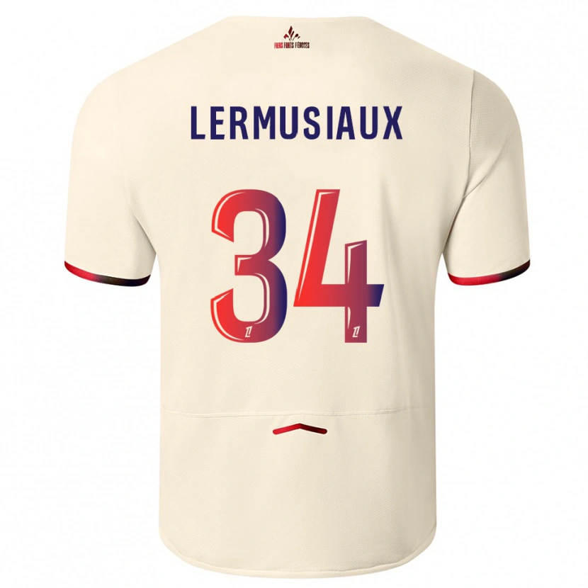 Danxen Herren Chrystal Lermusiaux #34 Cremeweiß Rot Auswärtstrikot Trikot 2025/26 T-Shirt