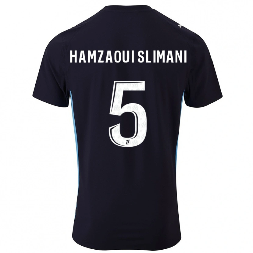 Danxen Herren Hilan Hamzaoui Slimani #5 Schwarz Himmelblau Auswärtstrikot Trikot 2025/26 T-Shirt