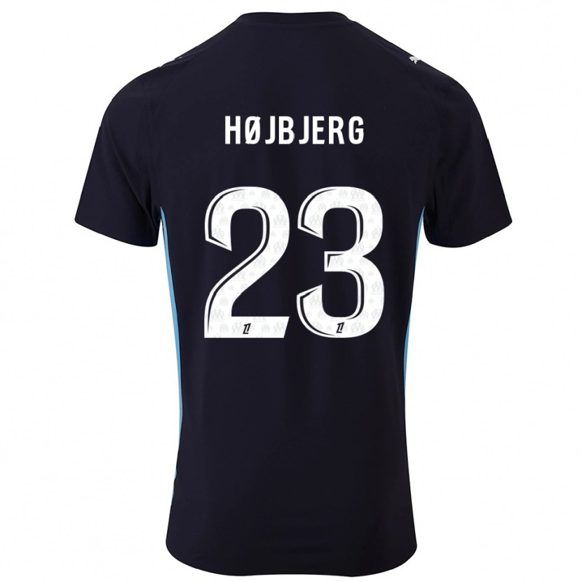 Danxen Herren Pierre-Emile Højbjerg #23 Schwarz Himmelblau Auswärtstrikot Trikot 2025/26 T-Shirt