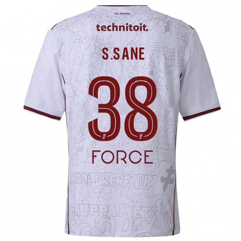 Danxen Herren Sadibou Sané #38 Weiß Burgunderrot Auswärtstrikot Trikot 2025/26 T-Shirt