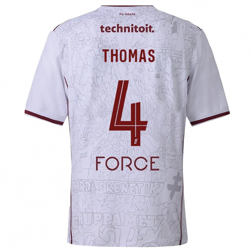 Danxen Herren Gabriel Thomas #4 Weiß Burgunderrot Auswärtstrikot Trikot 2025/26 T-Shirt