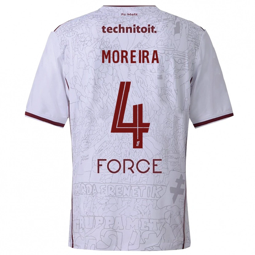 Danxen Herren Clara Moreira #4 Weiß Burgunderrot Auswärtstrikot Trikot 2025/26 T-Shirt