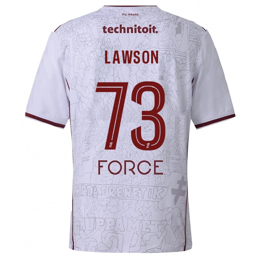 Danxen Herren Yannis Lawson #73 Weiß Burgunderrot Auswärtstrikot Trikot 2025/26 T-Shirt