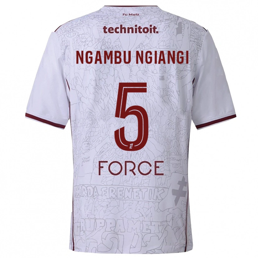 Danxen Herren Esther Ngambu Ngiangi #5 Weiß Burgunderrot Auswärtstrikot Trikot 2025/26 T-Shirt