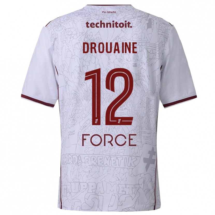 Danxen Herren Mathieu Drouaine #12 Weiß Burgunderrot Auswärtstrikot Trikot 2025/26 T-Shirt