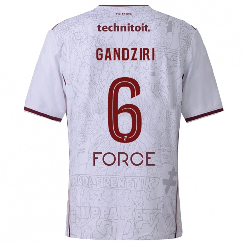 Danxen Herren Kimi Gandziri #6 Weiß Burgunderrot Auswärtstrikot Trikot 2025/26 T-Shirt