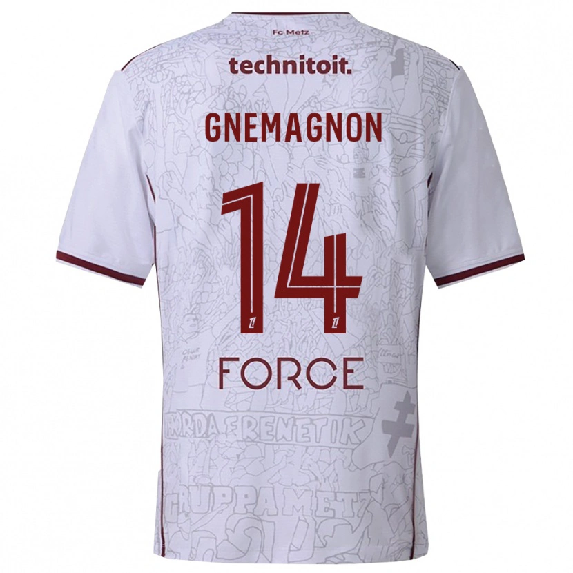 Danxen Herren Mahi Gnemagnon #14 Weiß Burgunderrot Auswärtstrikot Trikot 2025/26 T-Shirt