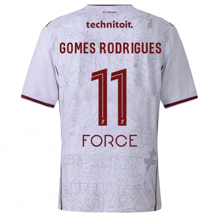 Danxen Herren Jess Gomes Rodrigues #11 Weiß Burgunderrot Auswärtstrikot Trikot 2025/26 T-Shirt