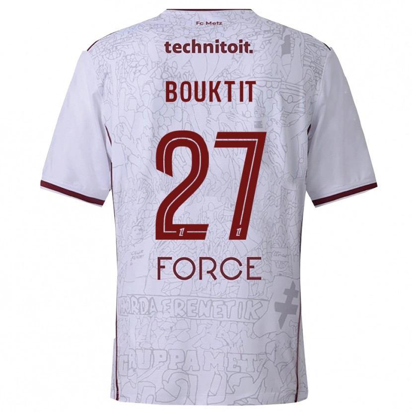 Danxen Herren Assia Bouktit #27 Weiß Burgunderrot Auswärtstrikot Trikot 2025/26 T-Shirt