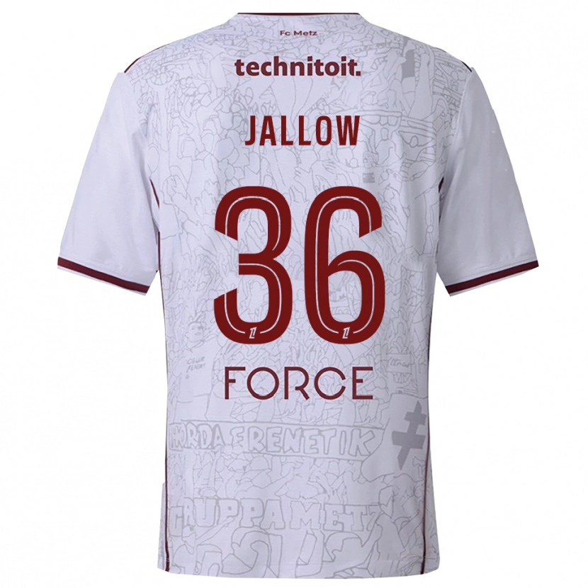 Danxen Herren Ablie Jallow #36 Weiß Burgunderrot Auswärtstrikot Trikot 2025/26 T-Shirt