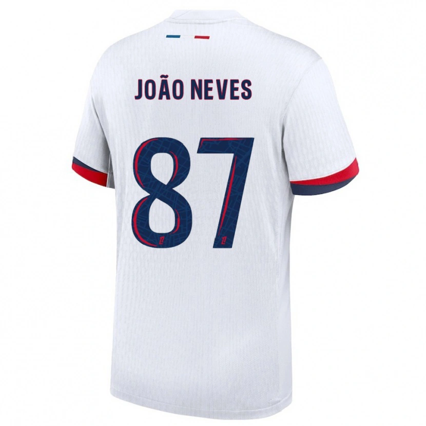 Danxen Herren João Neves #87 Weiß Rot Auswärtstrikot Trikot 2025/26 T-Shirt