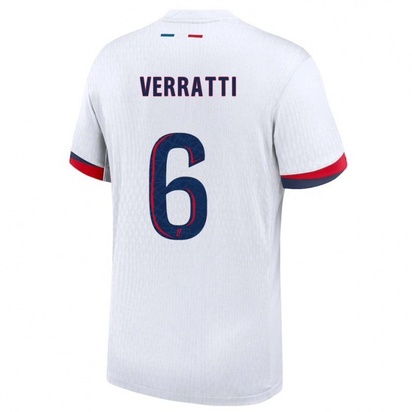 Danxen Herren Marco Verratti #6 Weiß Rot Auswärtstrikot Trikot 2025/26 T-Shirt