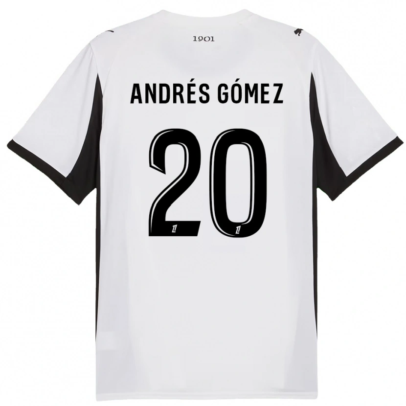 Danxen Herren Carlos Andrés Gómez #20 Weiß Schwarz Auswärtstrikot Trikot 2025/26 T-Shirt