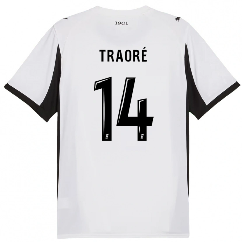 Danxen Herren Erwan Traoré #14 Weiß Schwarz Auswärtstrikot Trikot 2025/26 T-Shirt