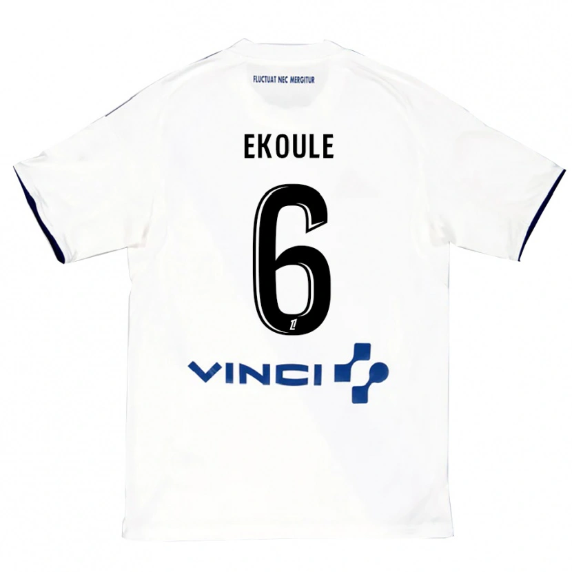 Danxen Herren Lionel Ekoule #6 Weiß Blau Auswärtstrikot Trikot 2025/26 T-Shirt