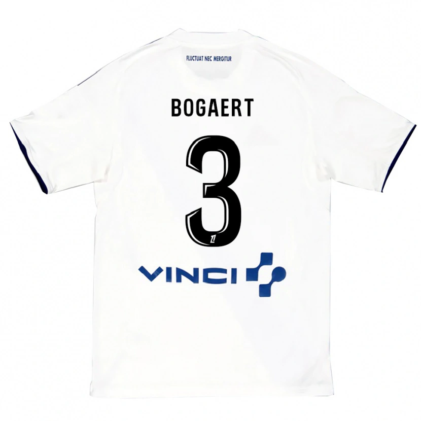 Danxen Herren Lou Bogaert #3 Weiß Blau Auswärtstrikot Trikot 2025/26 T-Shirt