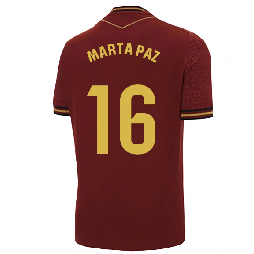 Danxen Herren Marta De Los Milagros Paz Cruz #16 Burgunderrot Gold Auswärtstrikot Trikot 2025/26 T-Shirt