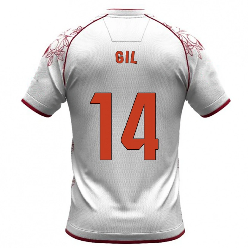 Danxen Herren Óscar Gil #14 Weiß Burgunderrot Auswärtstrikot Trikot 2025/26 T-Shirt