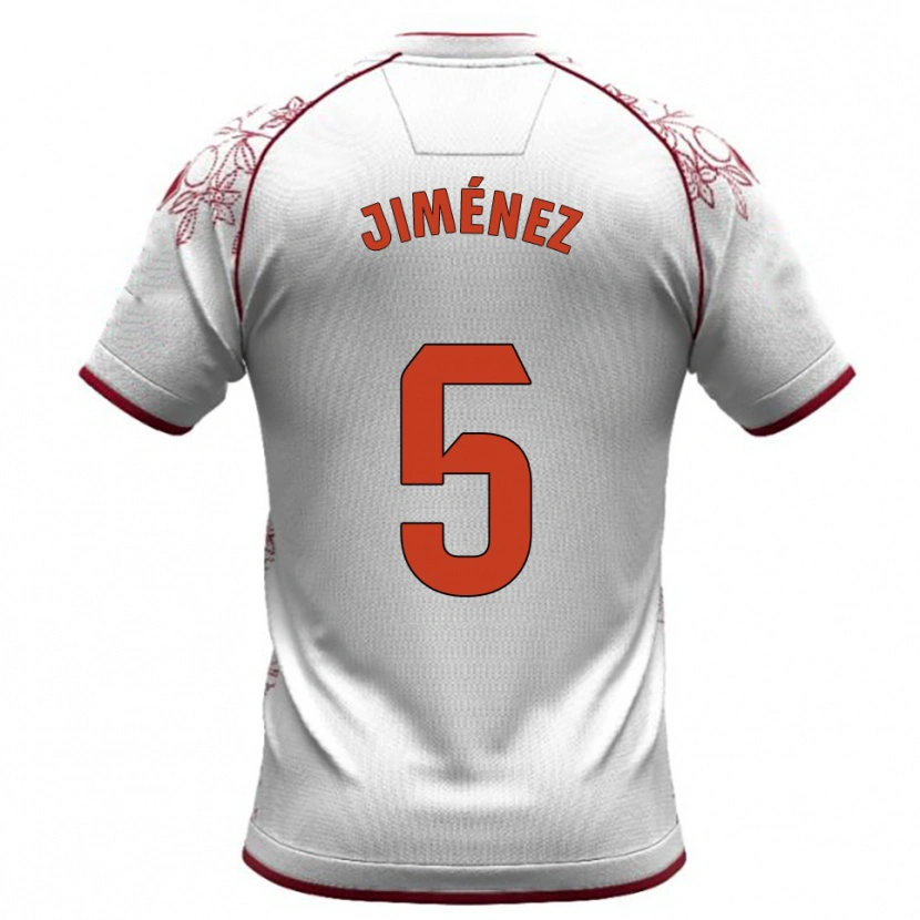 Danxen Herren Alberto Jiménez #5 Weiß Burgunderrot Auswärtstrikot Trikot 2025/26 T-Shirt