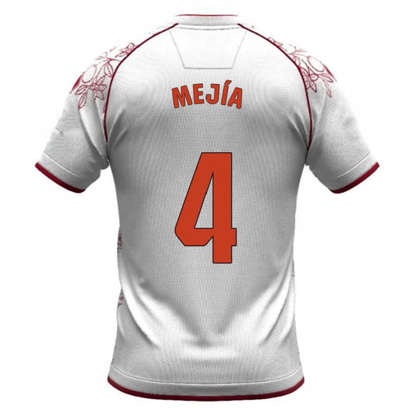 Danxen Herren Jordan Mejía #4 Weiß Burgunderrot Auswärtstrikot Trikot 2025/26 T-Shirt
