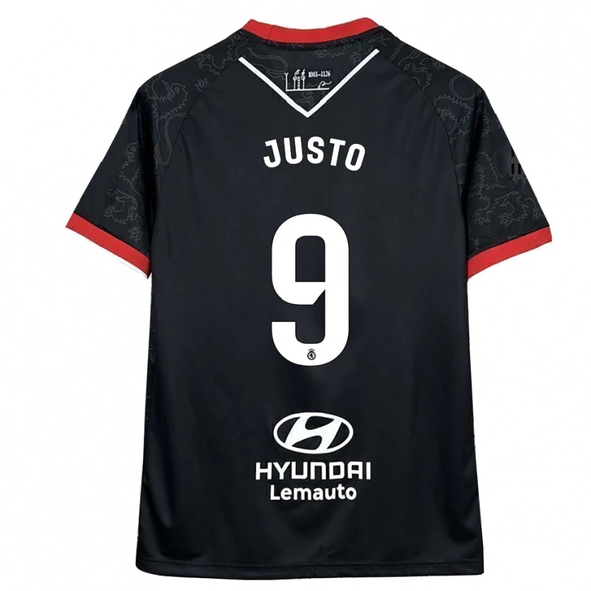 Danxen Herren Manu Justo #9 Schwarz Rot Auswärtstrikot Trikot 2025/26 T-Shirt