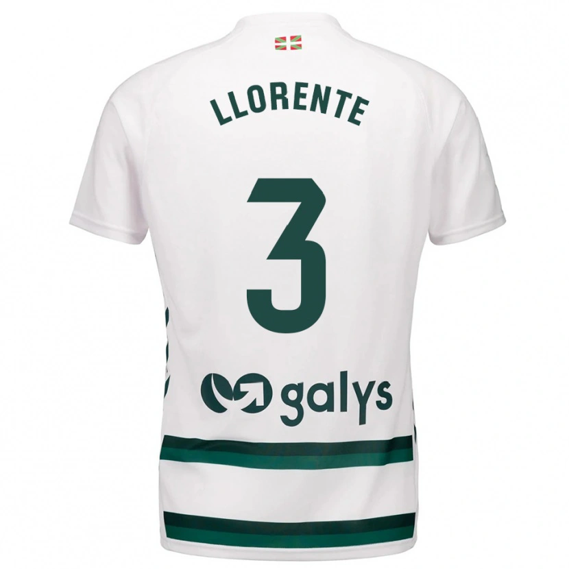 Danxen Herren Oier Llorente #3 Weiß Grün Auswärtstrikot Trikot 2025/26 T-Shirt
