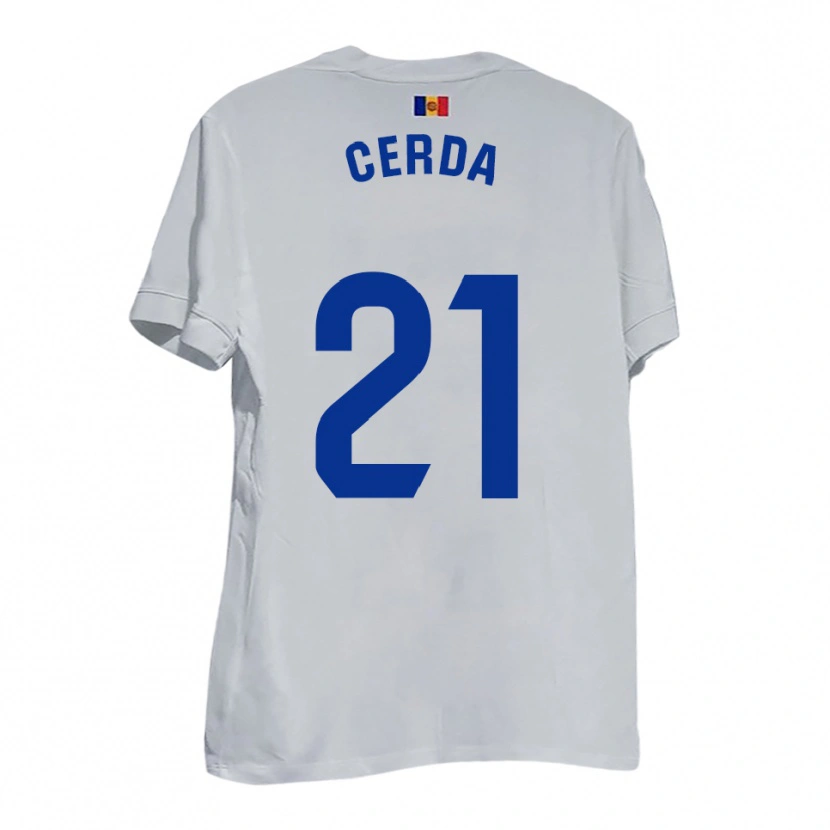 Danxen Herren Josep Cerdà #21 Weiß Blau Gelb Auswärtstrikot Trikot 2025/26 T-Shirt