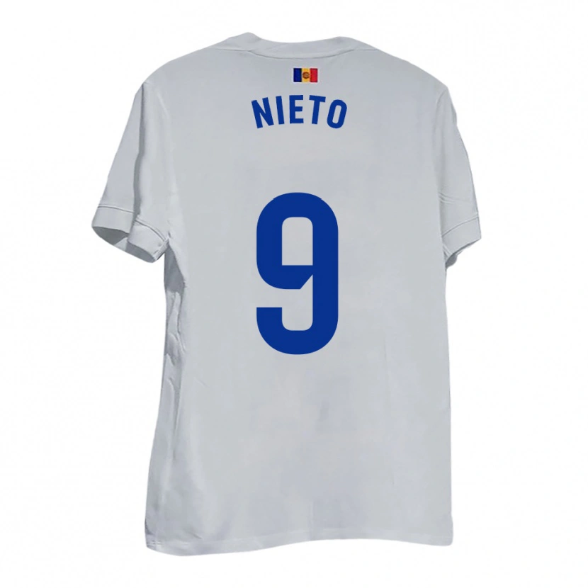 Danxen Herren Manu Nieto #9 Weiß Blau Gelb Auswärtstrikot Trikot 2025/26 T-Shirt