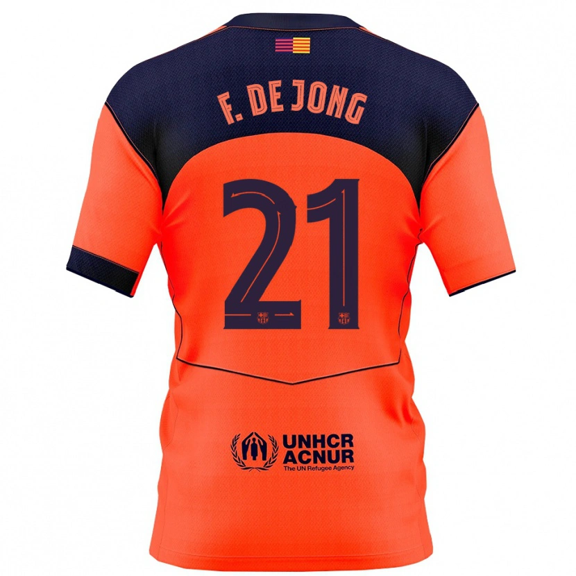 Danxen Herren Frenkie De Jong #21 Orange Marine Ausweichtrikot Trikot 2025/26 T-Shirt