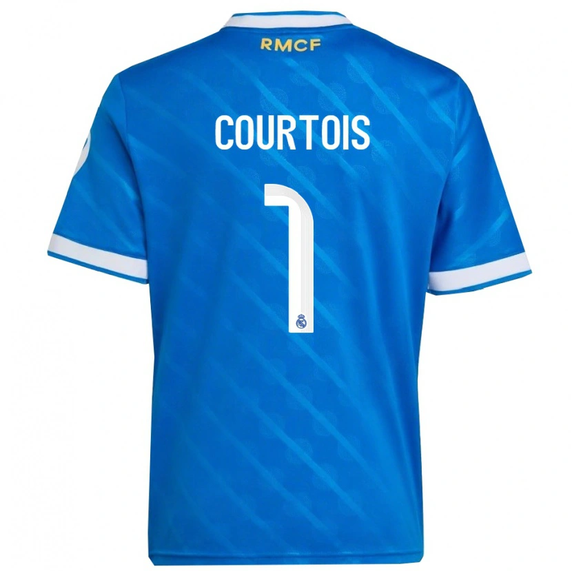 Danxen Herren Thibaut Courtois #1 Blau Weiß Ausweichtrikot Trikot 2025/26 T-Shirt