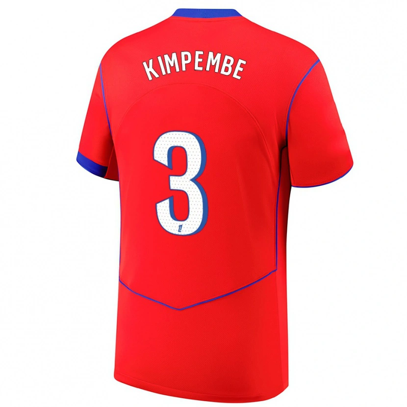 Danxen Herren Presnel Kimpembe #3 Rot Blau Weiß Ausweichtrikot Trikot 2025/26 T-Shirt
