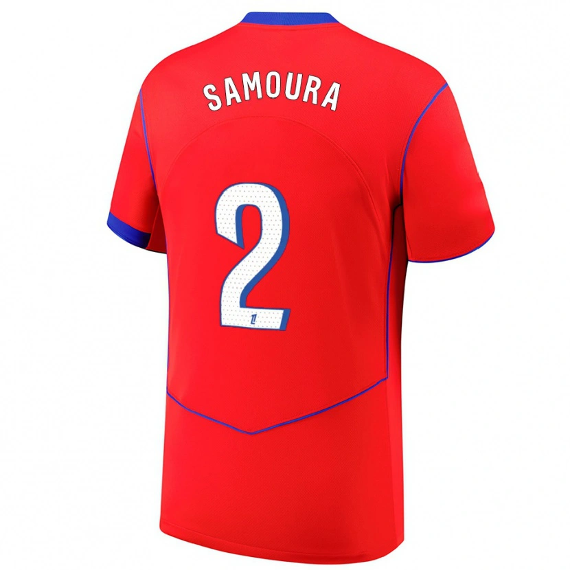 Danxen Herren Thiniba Samoura #2 Rot Blau Weiß Ausweichtrikot Trikot 2025/26 T-Shirt