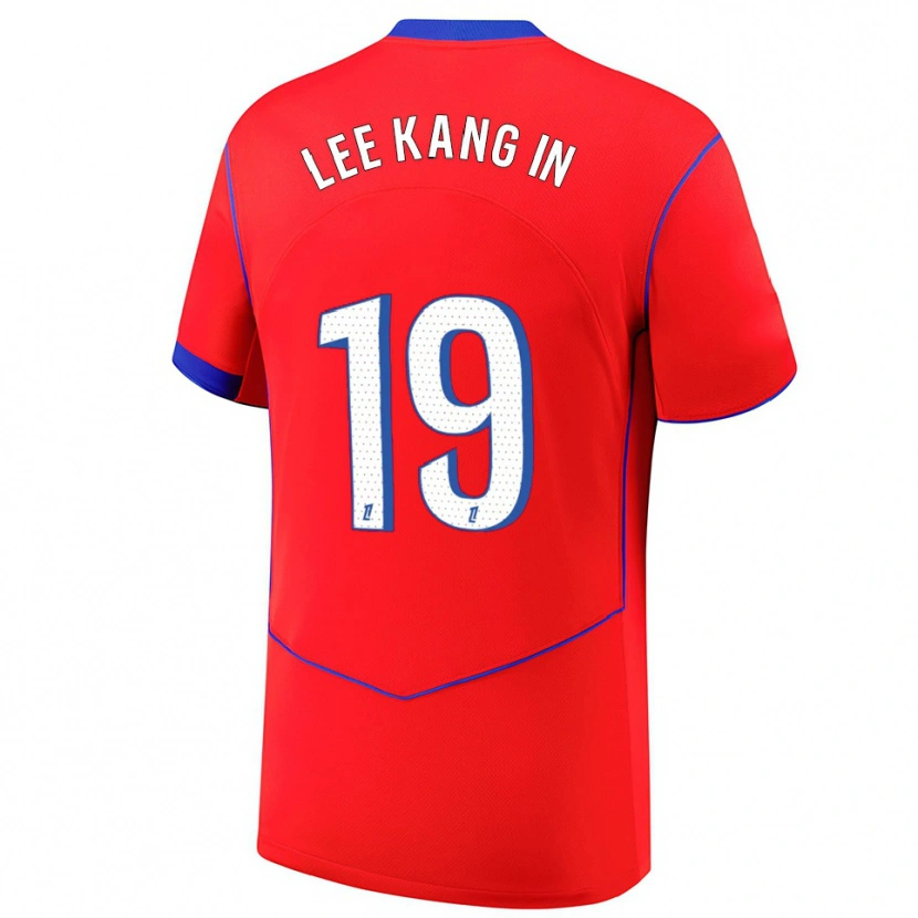 Danxen Herren Kang-In Lee #19 Rot Blau Weiß Ausweichtrikot Trikot 2025/26 T-Shirt