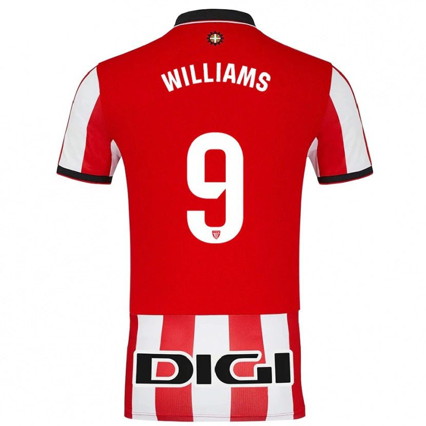 Danxen Damen Iñaki Williams #9 Rot Weiß Heimtrikot Trikot 2025/26 T-Shirt